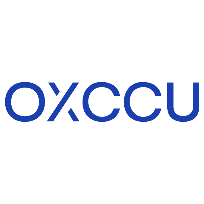 OXCCU logo with blue lettering.